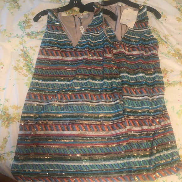NWT Alice + Olivia Striped Beaded Dress - Picture 6 of 6